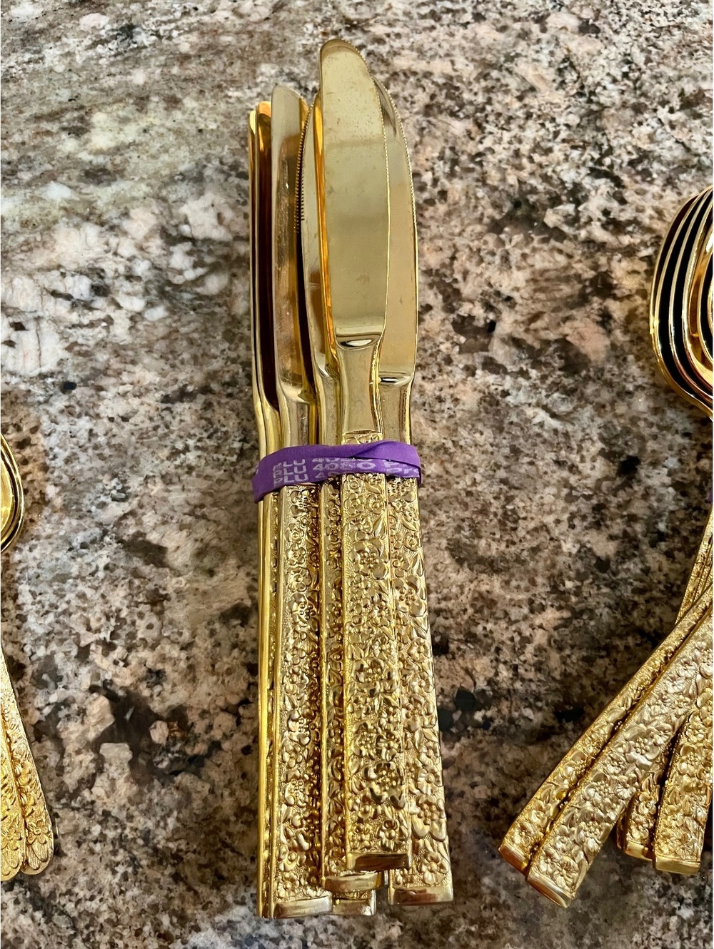 John Hull 23 Karat Gold Plated Stainless Steel Flatware Set - Picture 6 of 9